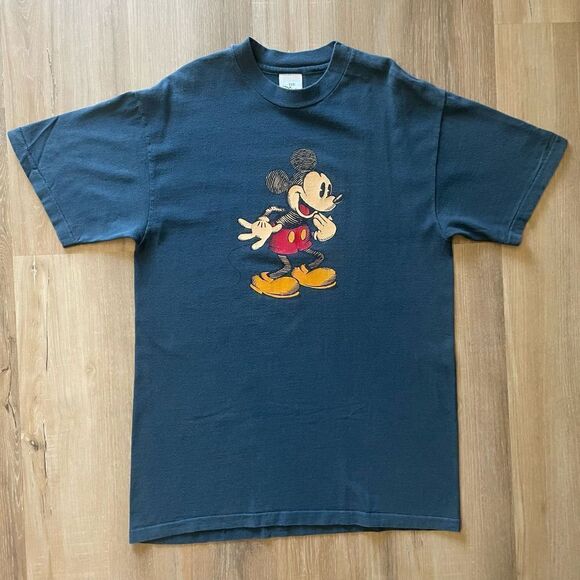 Vintage Disney Mickey Mouse T-Shirt Single Stitch Blue Medium - Picture 1 of 7